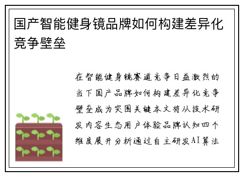 国产智能健身镜品牌如何构建差异化竞争壁垒